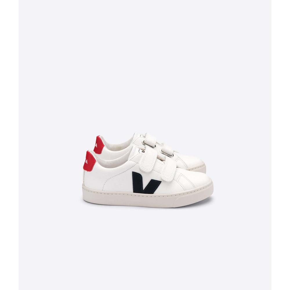 White/Black/Red Kids\' Veja ESPLAR CHROMEFREE Sneakers | AU 835PJJ